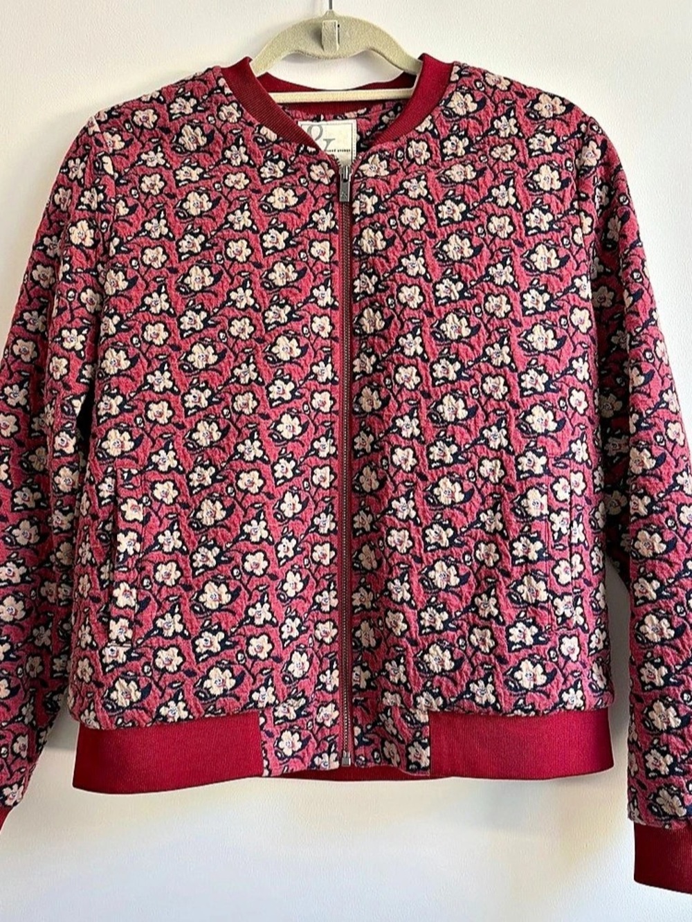 ampersand avenue Flowerbomb-er Jacket Floral Bomber Jacket Red & Blue Medium